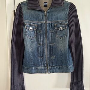 GAP Denim Jacket with Knit Sleeves - vintage Y2K